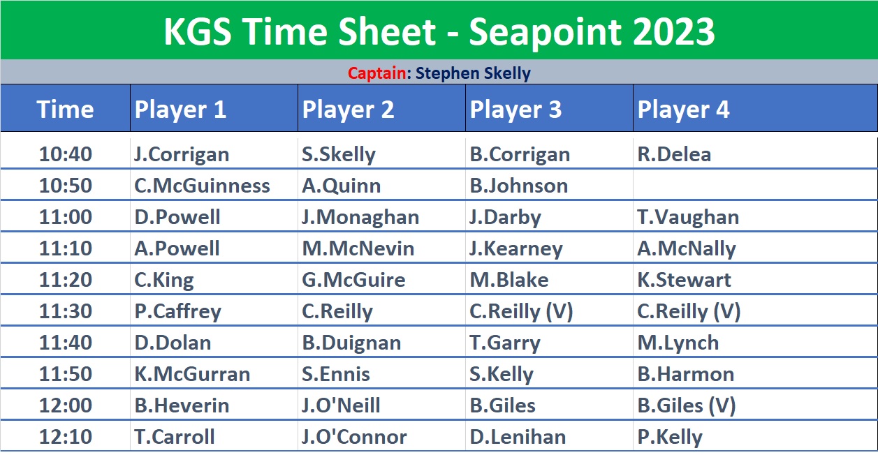 Tee Times for Seapoint 2023
.